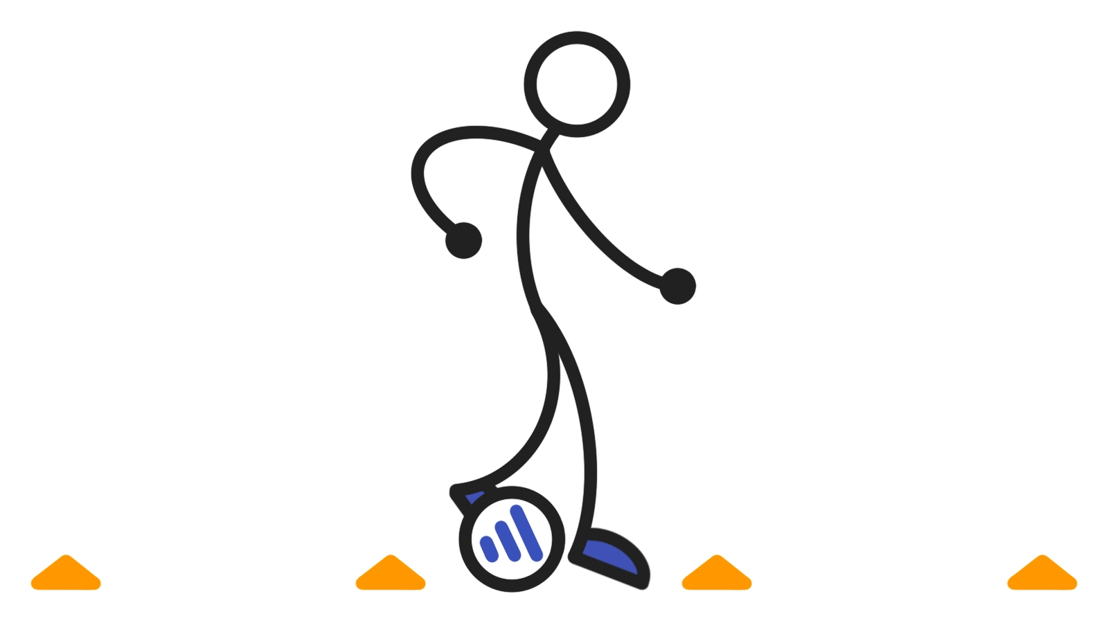 Stick figure learning how to dribble a soccer ball